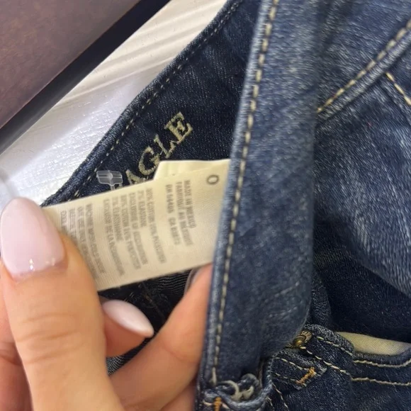 American Eagle Blue Denim Jean Shorts Waist: 14”-15” - Picture 2 of 5